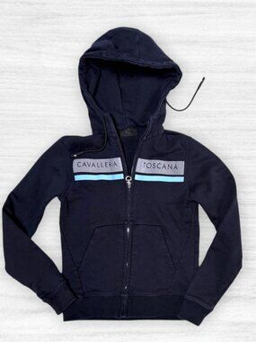 Cavalleria Toscana Navy Full Zip Equestrian Hoodie Sweatshirt Girls 10 Italy
